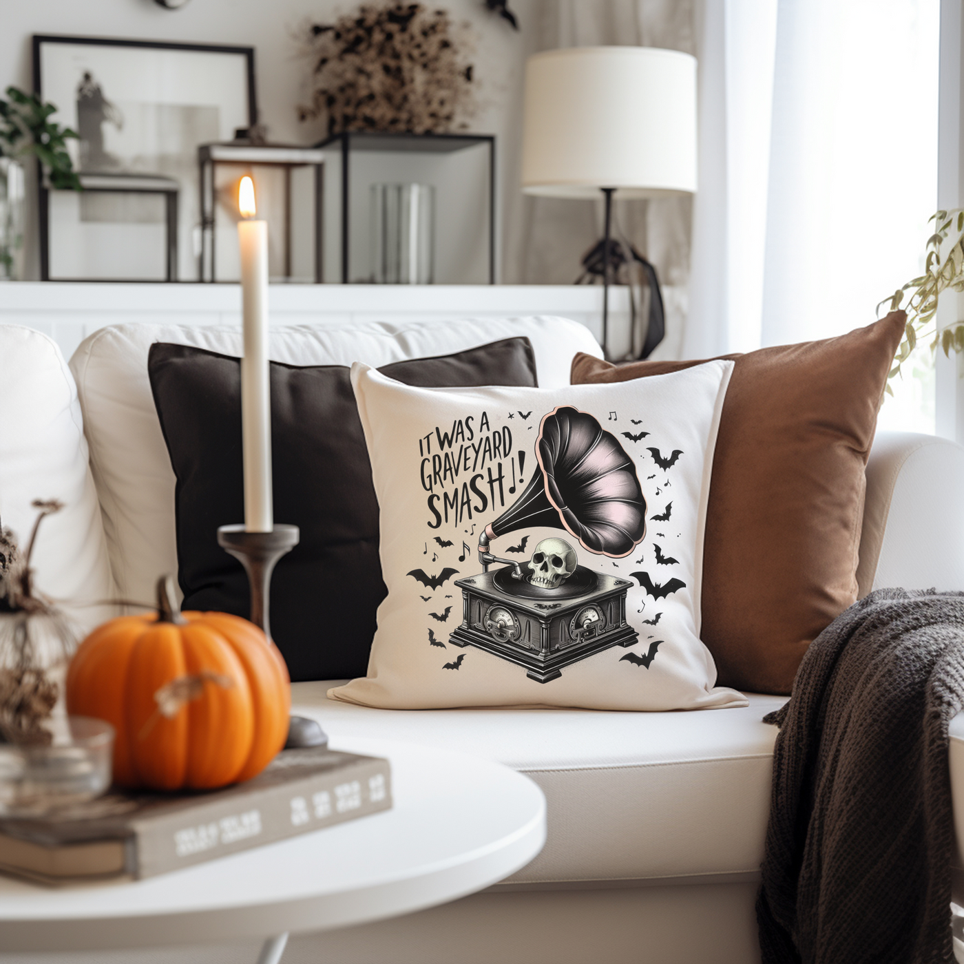 a living room filled with furniture and a white couch