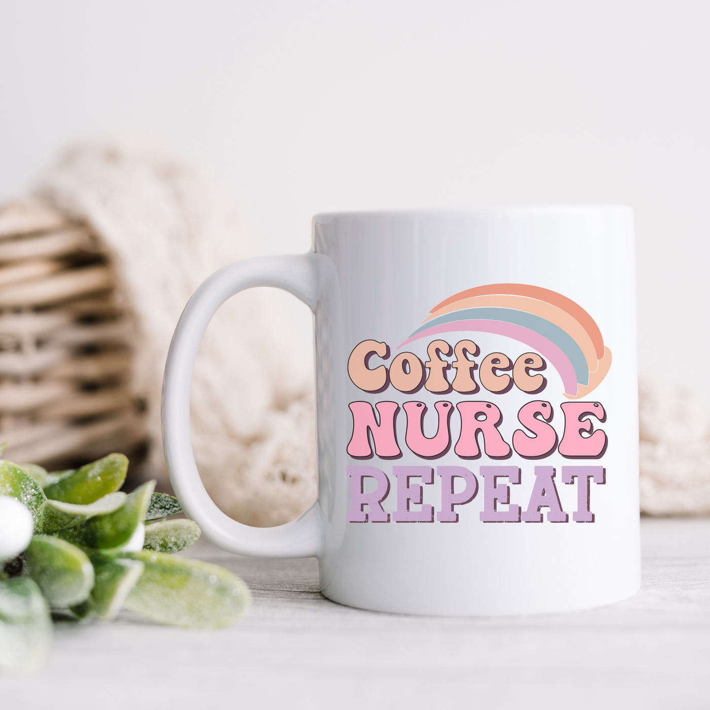 a coffee mug that says coffee nurse repeat