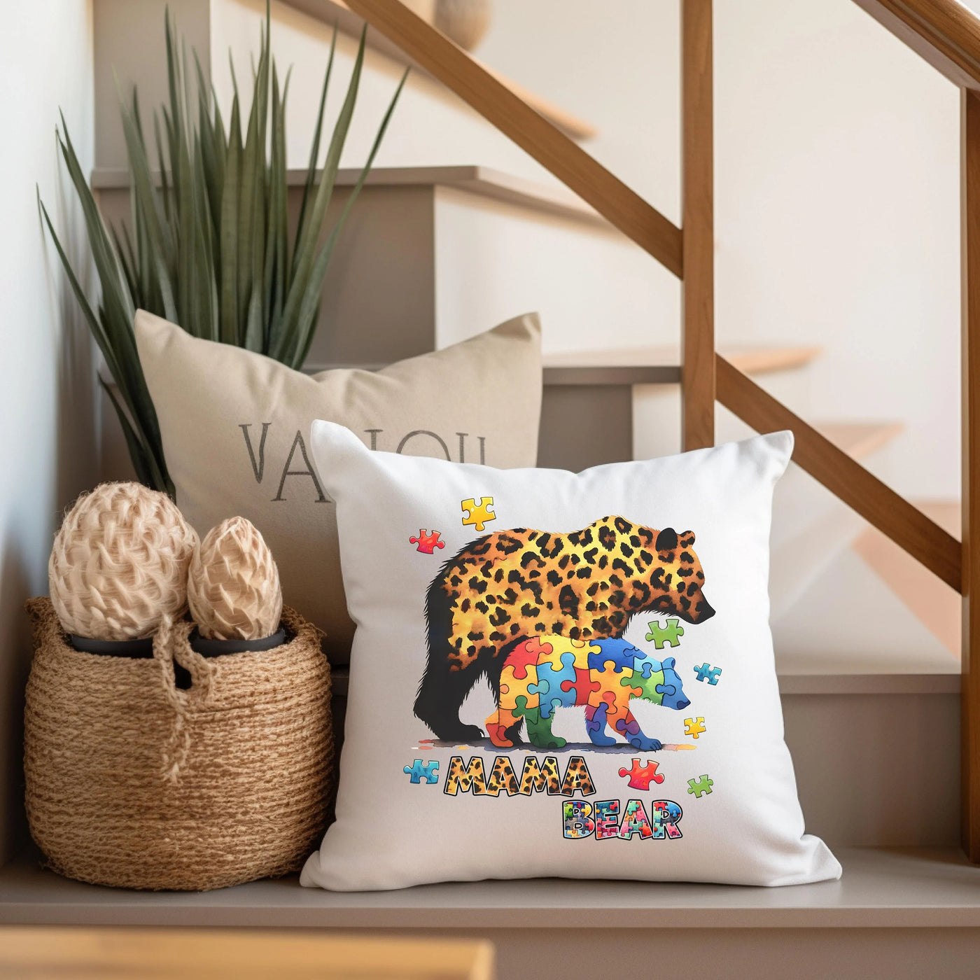 a pillow with a picture of a leopard on it