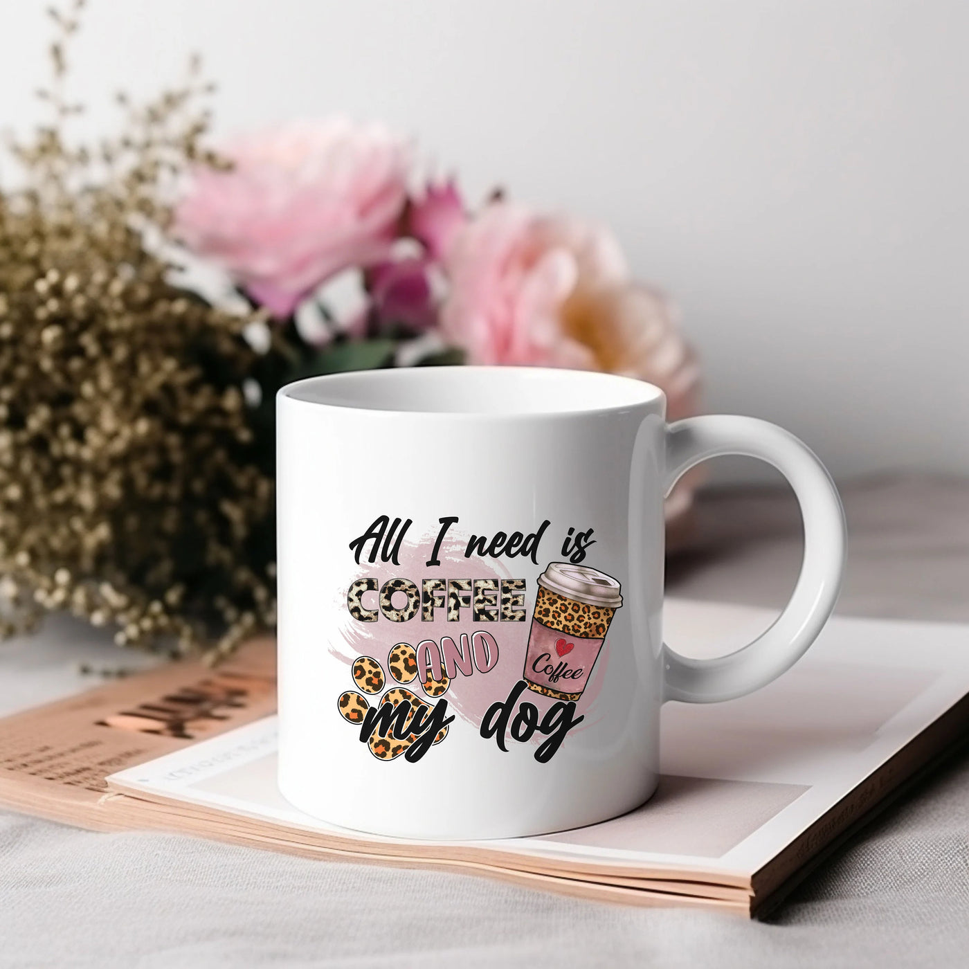 a coffee mug sitting on top of a table