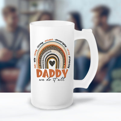 Beer Mug - Fathers Day Gift - Frosted Glass Mug For The Ultimate Mancave - Practical Gift For Dad - Ideal Gift For Beer Lovers - Party Starter Mug