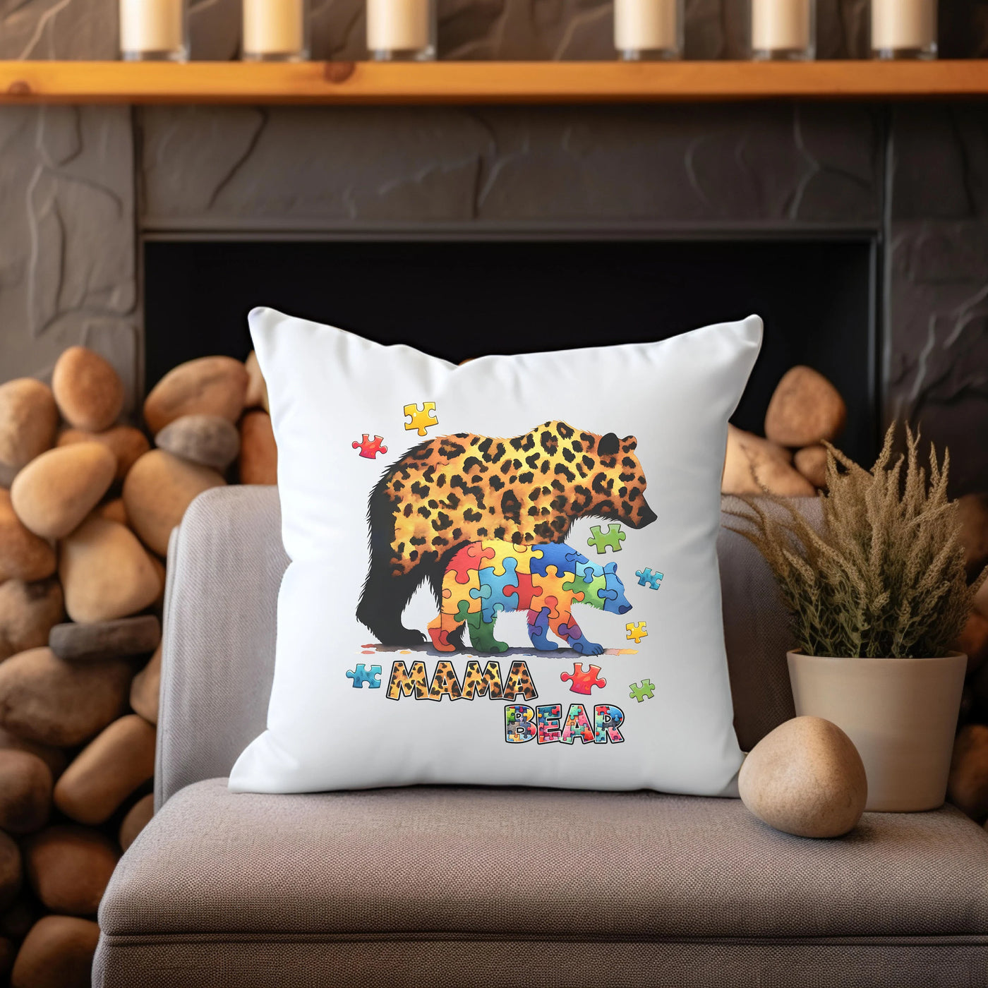 a pillow with a picture of a leopard on it