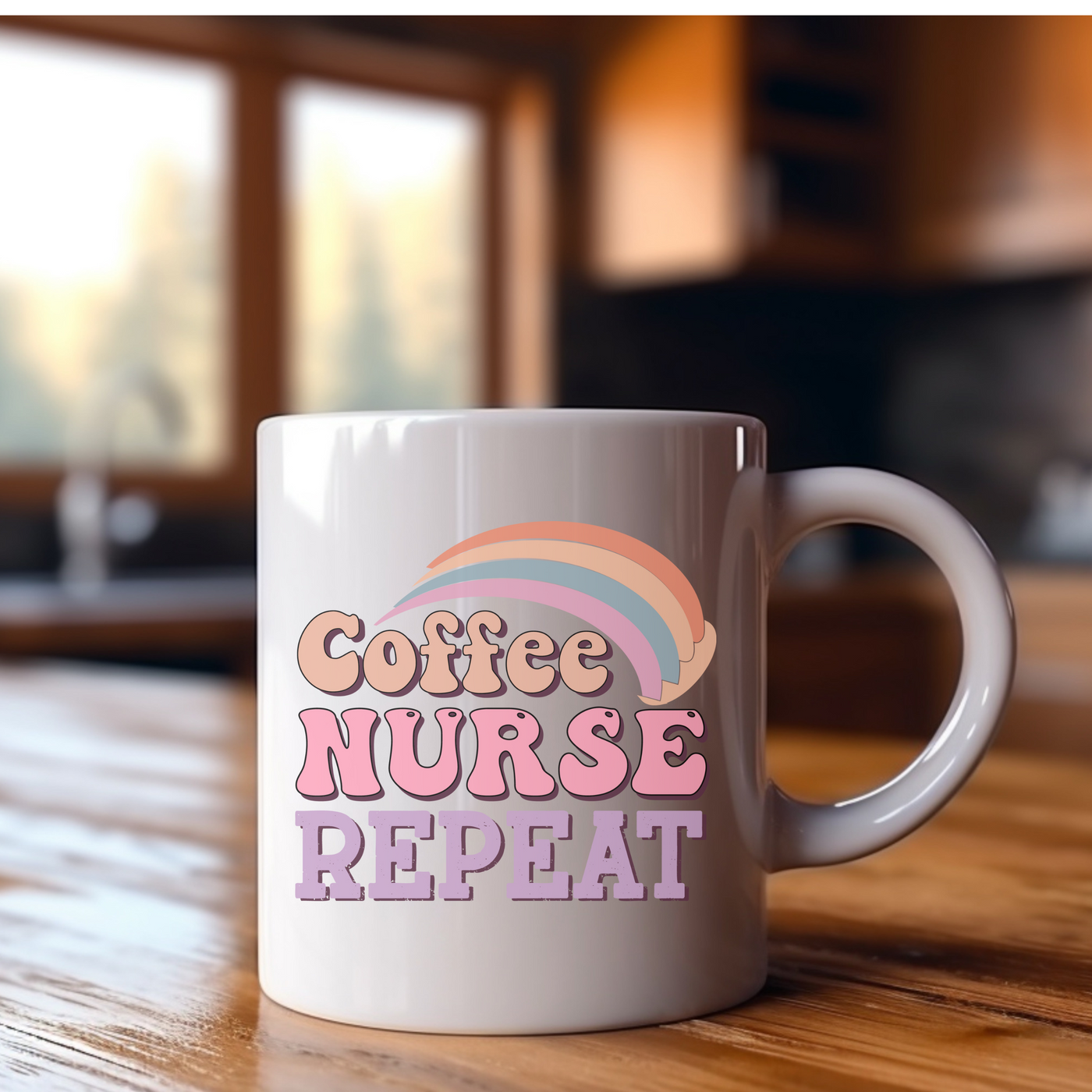 a coffee mug that says coffee nurse repeat