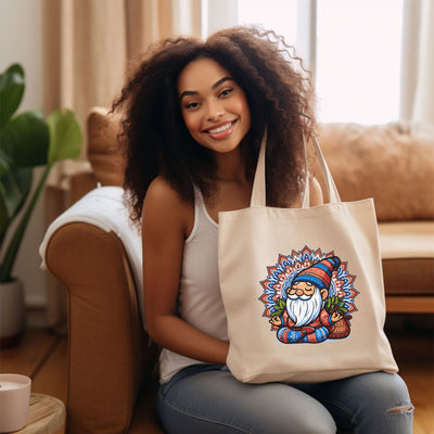 a woman sitting on a couch holding a bag