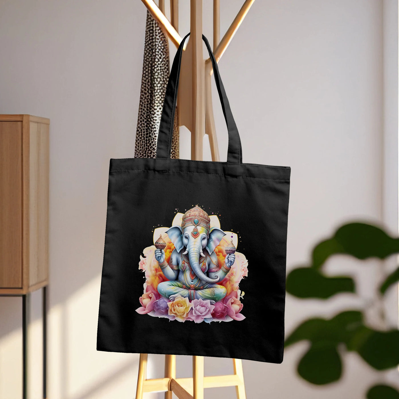 a black bag with a picture of an elephant on it