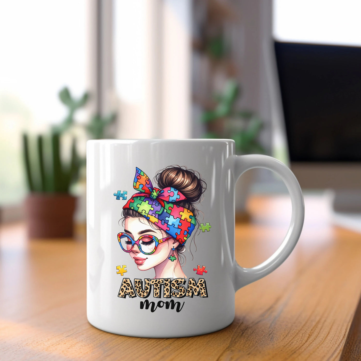 a white coffee mug with a woman's face on it