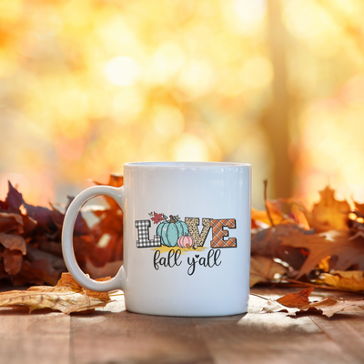 Love Fall Ya'll Ceramic Coffee Mug - Perfect for Autumn