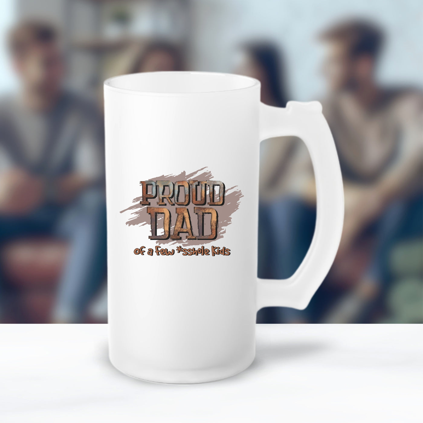 Beer Mug - Fathers Day Gift - Frosted Glass Mug For The Ultimate Mancave - Practical Gift For Dad - Ideal Gift For Beer Lovers - Party Starter Mug