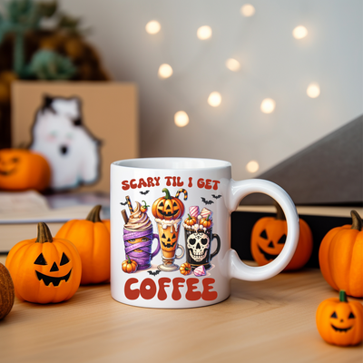 a coffee mug with scary characters on it