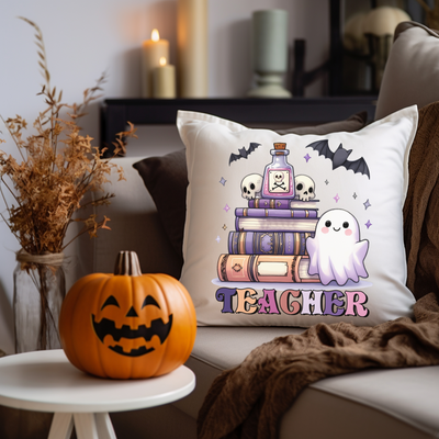 a couch with a pillow and a pumpkin on it