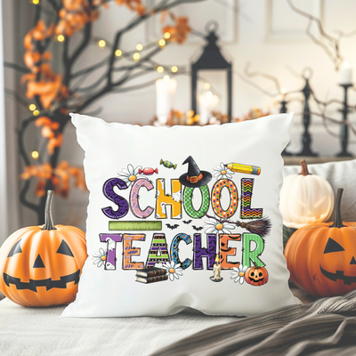 a pillow that says school teacher on it