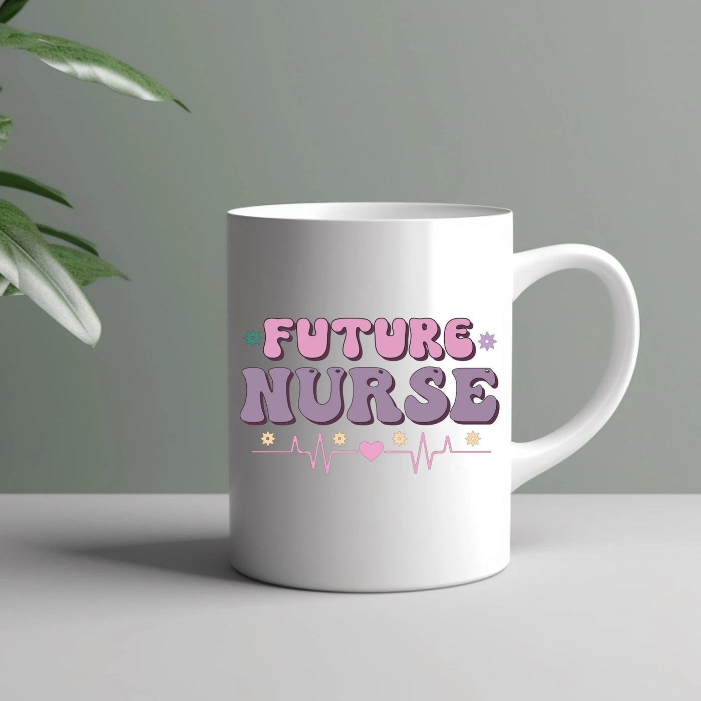 a white coffee mug with the words future nurse on it