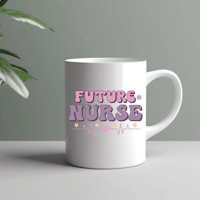 a white coffee mug with the words future nurse on it