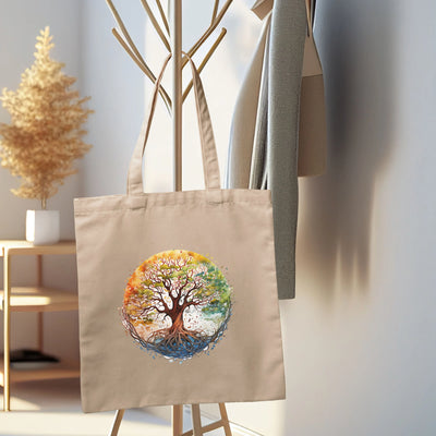 a tote bag hanging on a coat rack