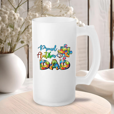 Beer Mug - Fathers Day Gift - Frosted Glass Mug For The Ultimate Mancave - Practical Gift For Dad - Ideal Gift For Beer Lovers - Party Starter Mug