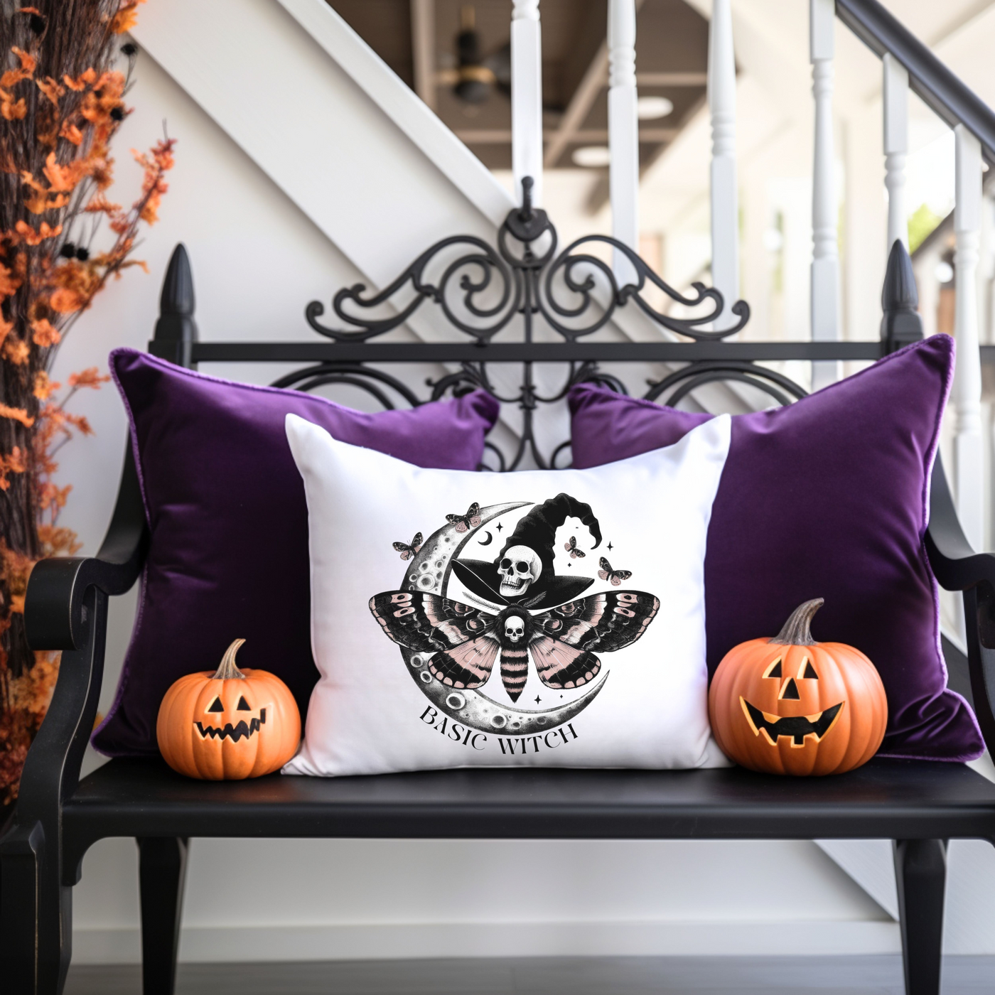 Square Basic Witch Halloween Pillow - Fall Decor Essential - Pillow & Mug Co.