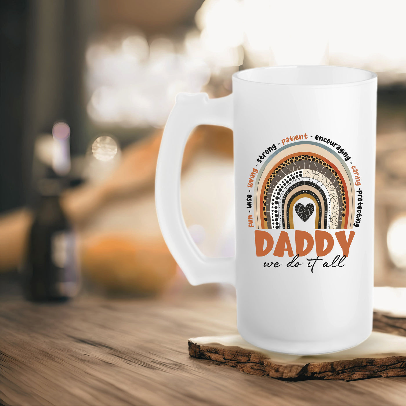 Beer Mug - Fathers Day Gift - Frosted Glass Mug For The Ultimate Mancave - Practical Gift For Dad - Ideal Gift For Beer Lovers - Party Starter Mug