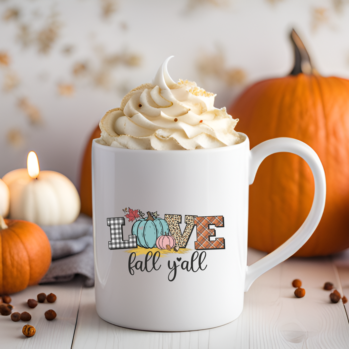 Love Fall Ya'll Ceramic Coffee Mug - Perfect for Autumn