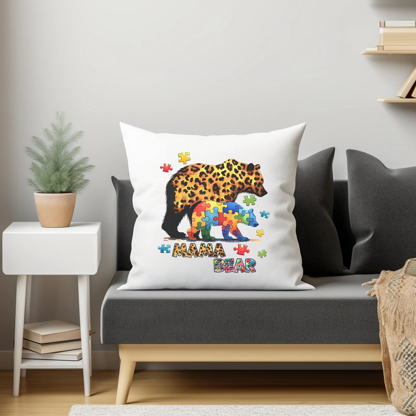 a pillow with a picture of a leopard on it