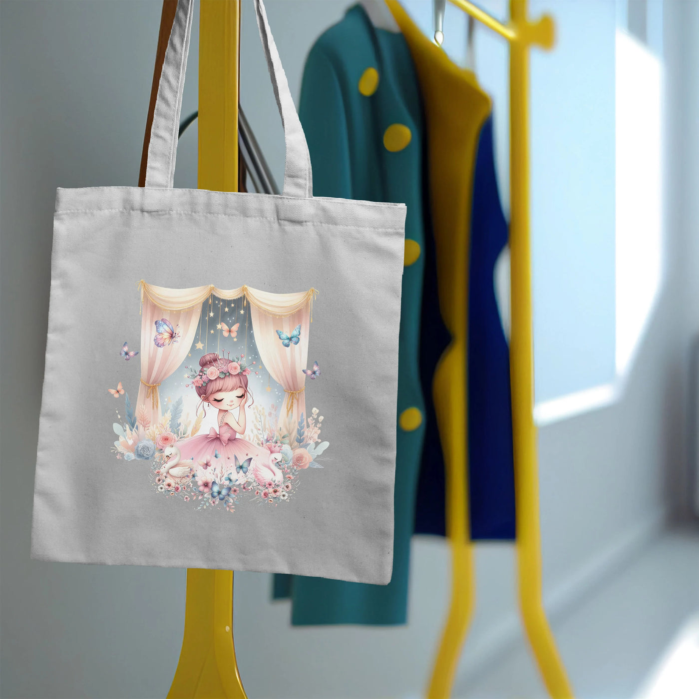 a tote bag with a picture of a princess on it