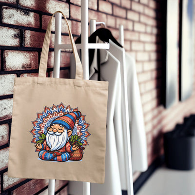 a tote bag hanging on a brick wall