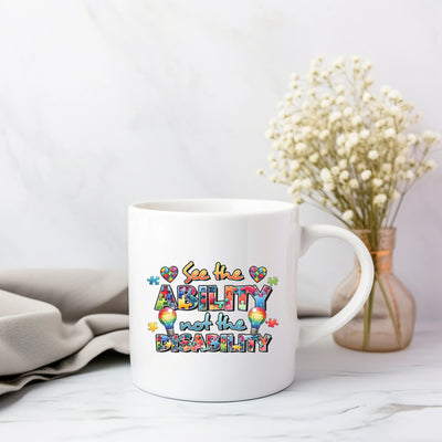 a white coffee mug with the words, be the ability and the beauty on it