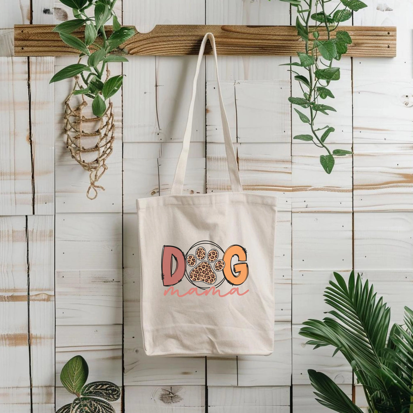 a dog tote bag hanging on a wall