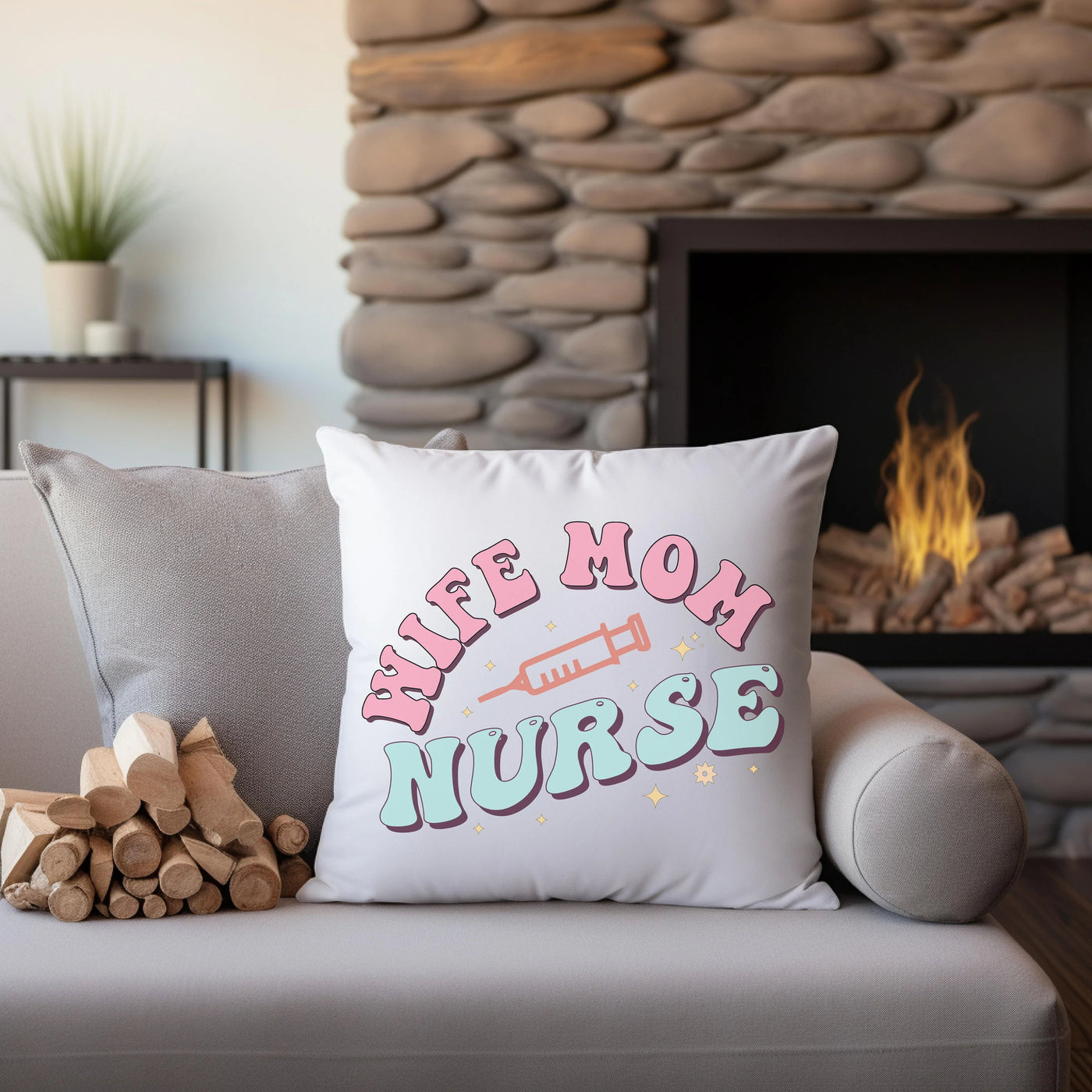 a pillow that says we're mom to the nurse on it