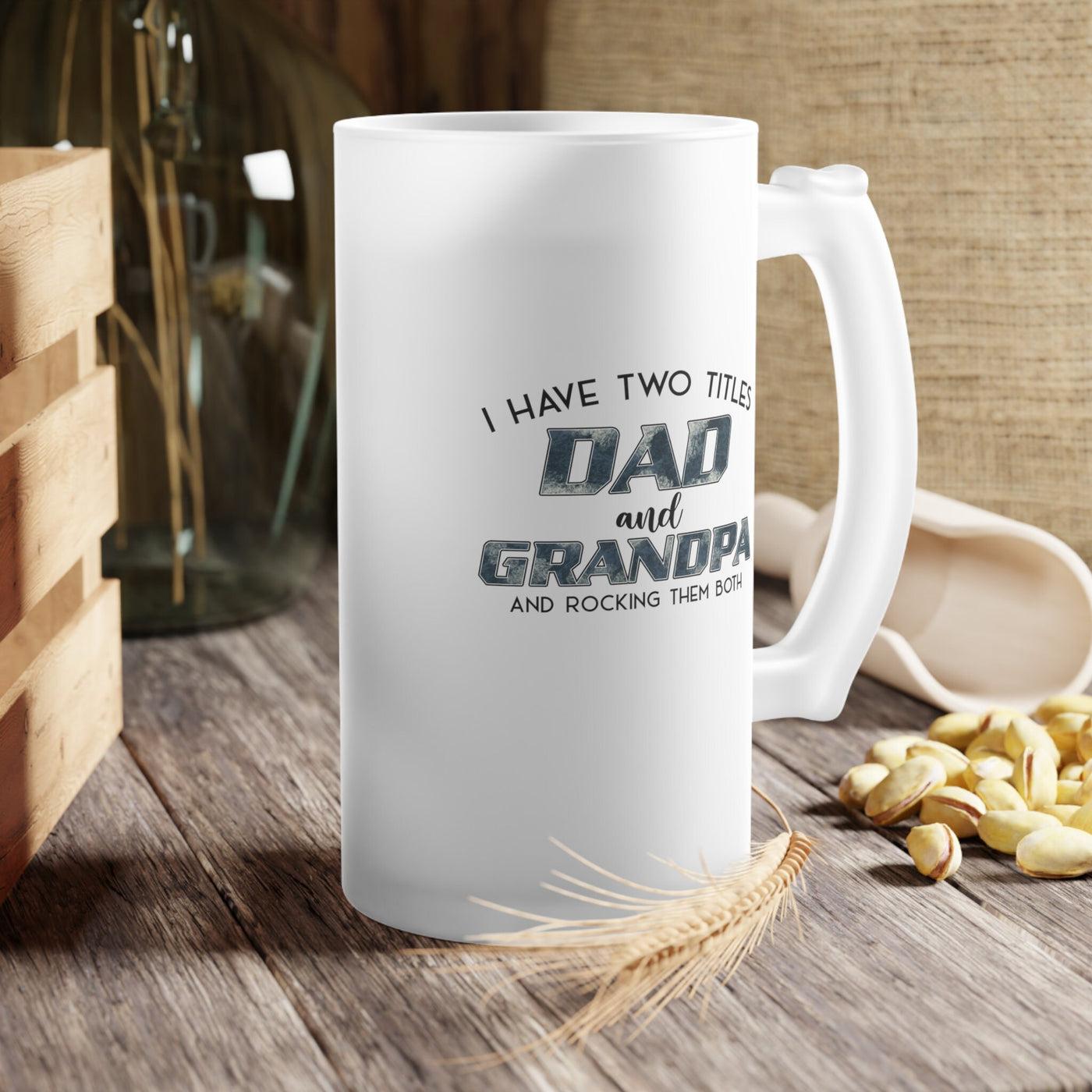 Fathers Day Gift Frosted Glass Mug for Mancaves - Ideal for Beer Lovers  Dads Get the Party Started with This Practical Mug Printify