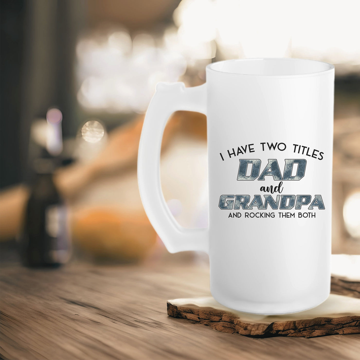 Fathers Day Gift Frosted Glass Mug for Mancaves - Ideal for Beer Lovers  Dads Get the Party Started with This Practical Mug Printify