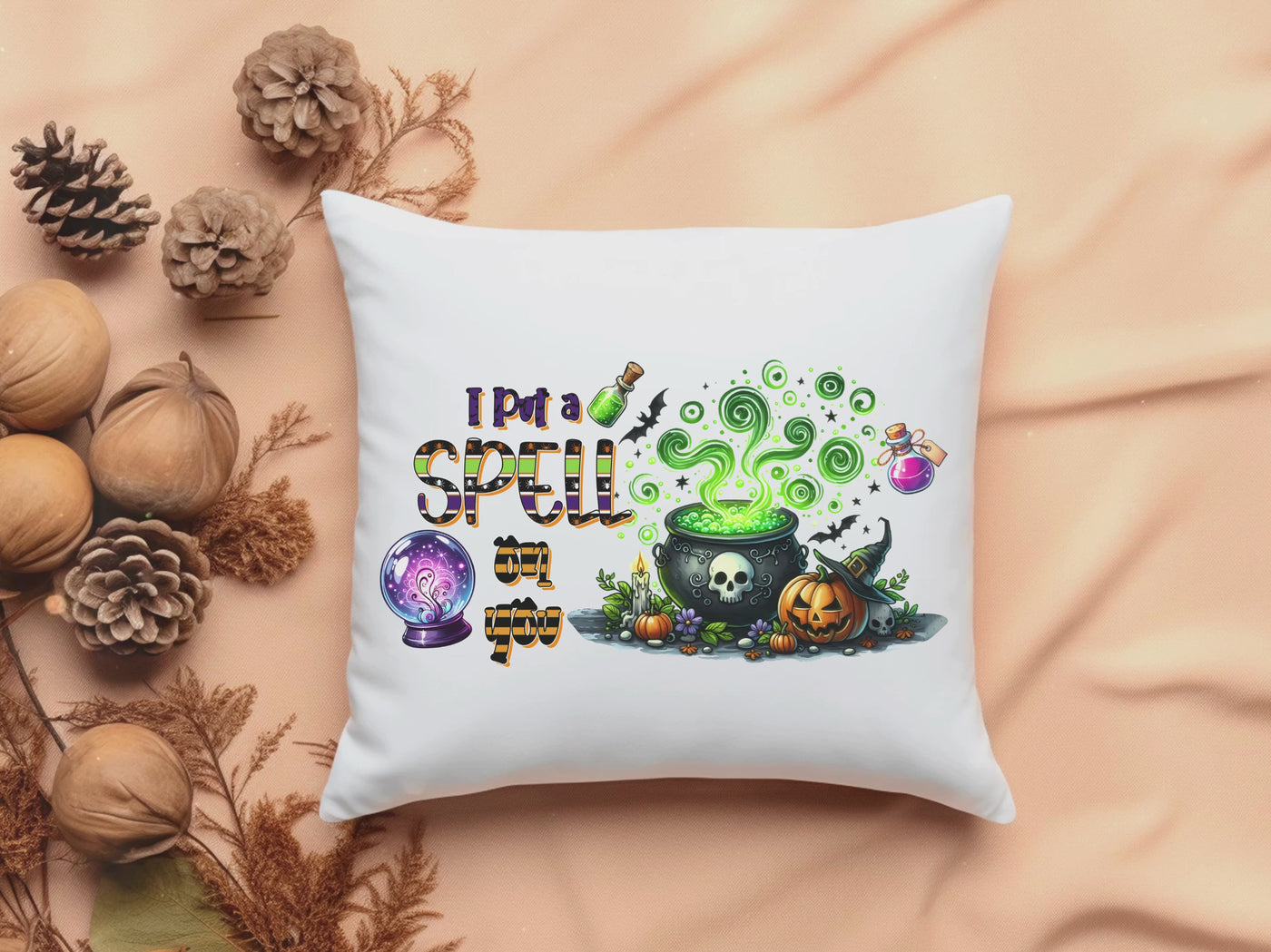 Spellbinding Halloween Square Pillow - I Put A Spell On You Design