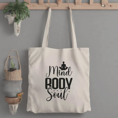 Custom Mindful Yoga Tote Bag - Serenity Peace and Holistic Wellness for Mind Body and Soul