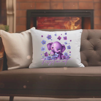 Alzheimers Awareness Pillow - Forget Me Not Design - Support the Cause