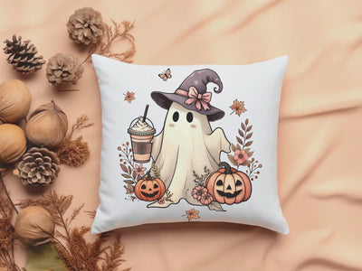 Spooky Ghost Latte Halloween Pillow - Halloween Town Home Decor