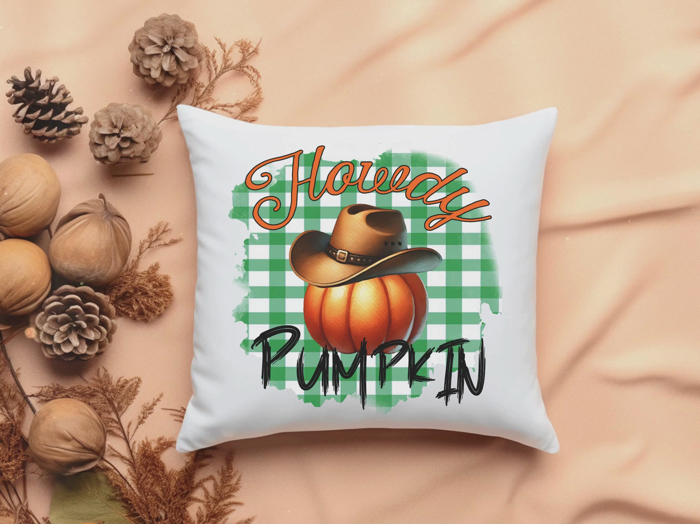 Howdy Pumpkin Throw Pillow - Cozy Thanksgiving Decor