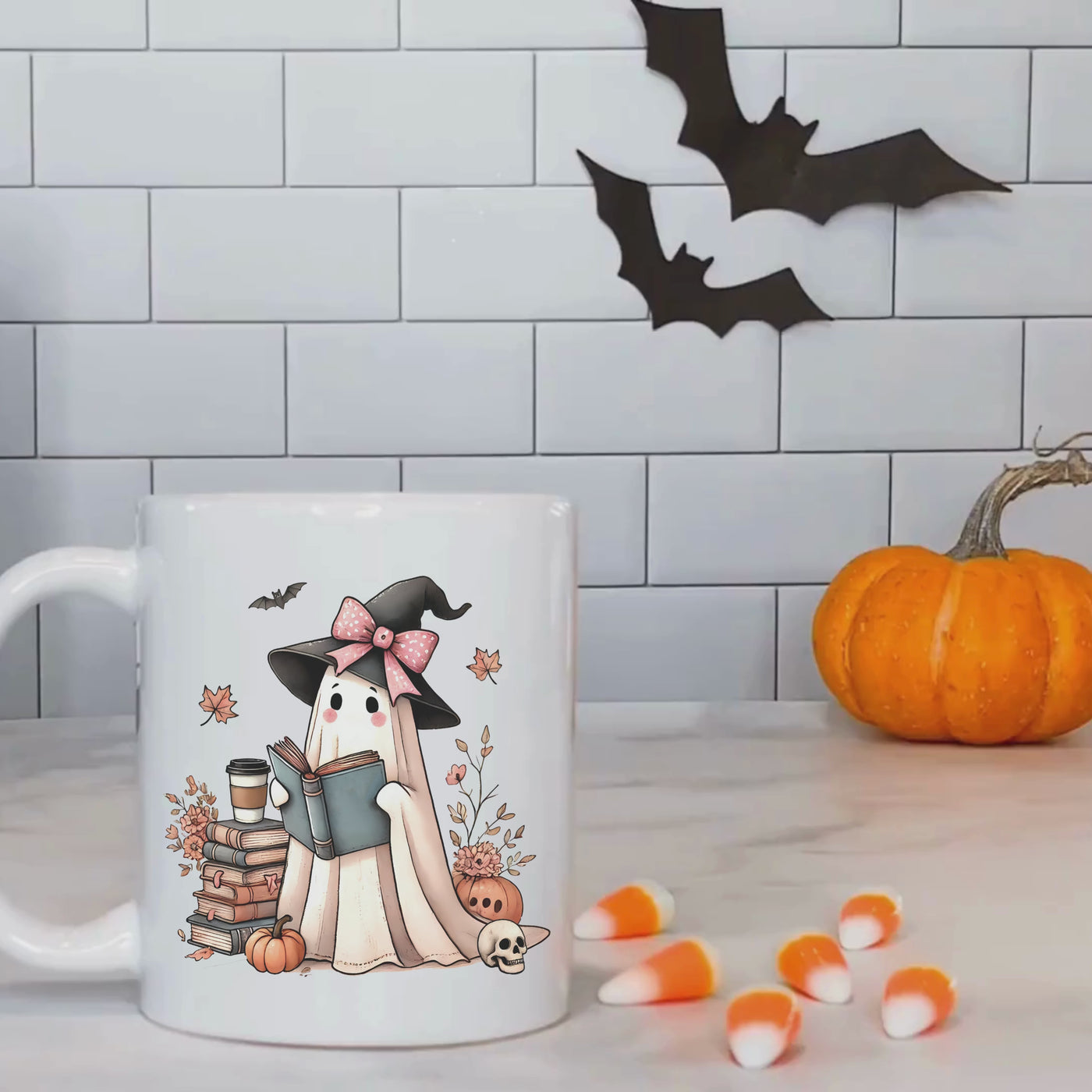 Ghost Ceramic Mug for Halloween - 11oz - Perfect for Reading and Sipping