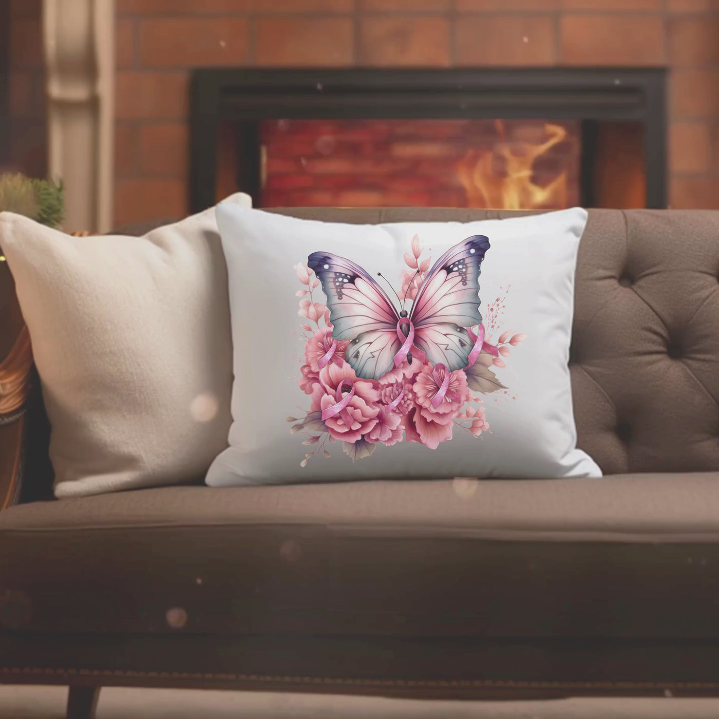 Breast Cancer Awareness Square Pillow - Support a Cause with this Plush and Stylish Home Accent