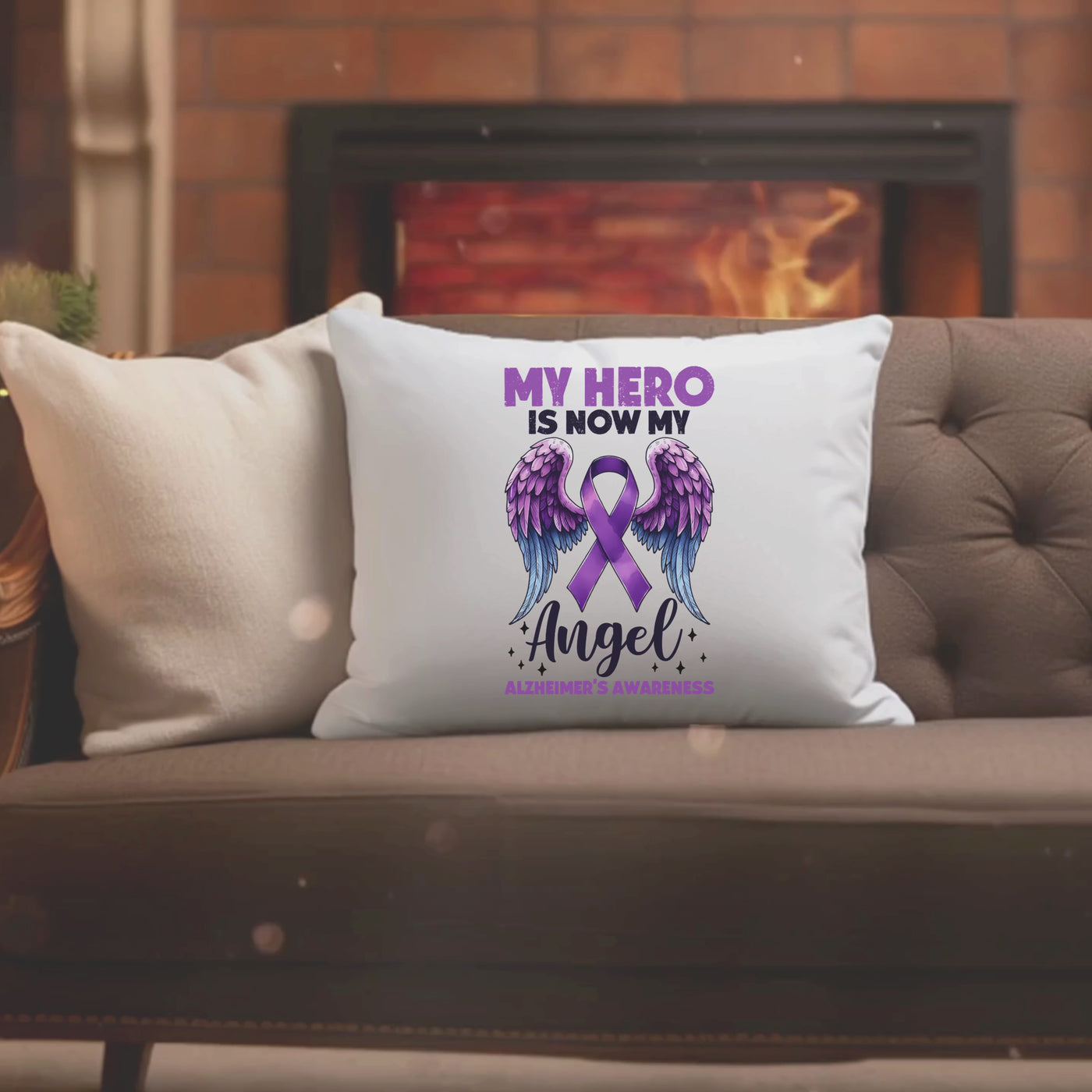 Alzheimers Awareness My Hero Angel Pillow - Support a Caregiver