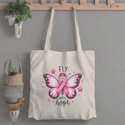 Breast Cancer Awareness Tote Bag  Cotton Canvas  Support the Cause