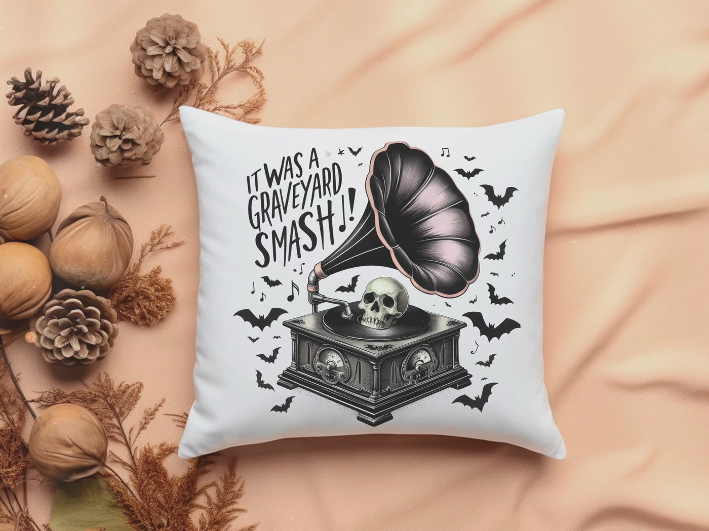 Spooky Graveyard Smash Square Pillow - Perfect for Halloween Decor or Gifts