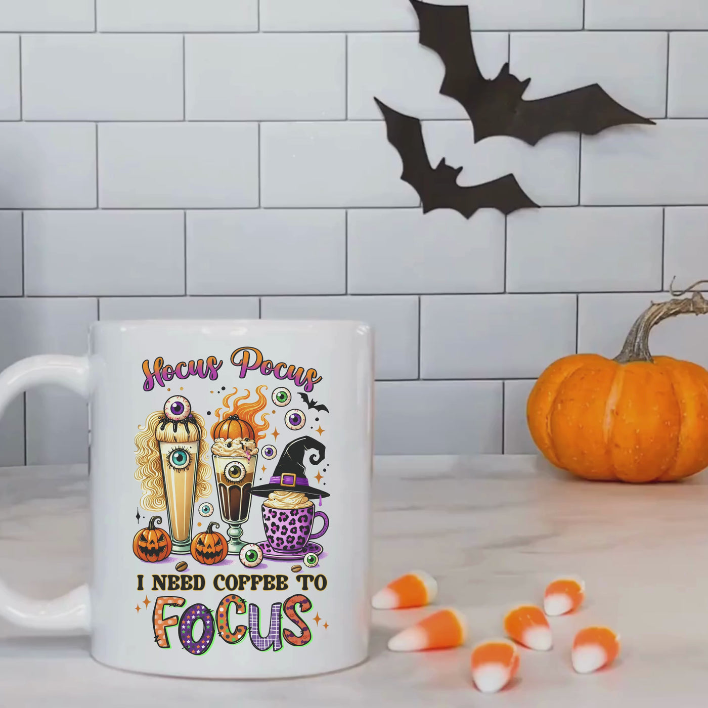 Hocus Pocus Halloween Ceramic Mug - Need Coffee to Focus