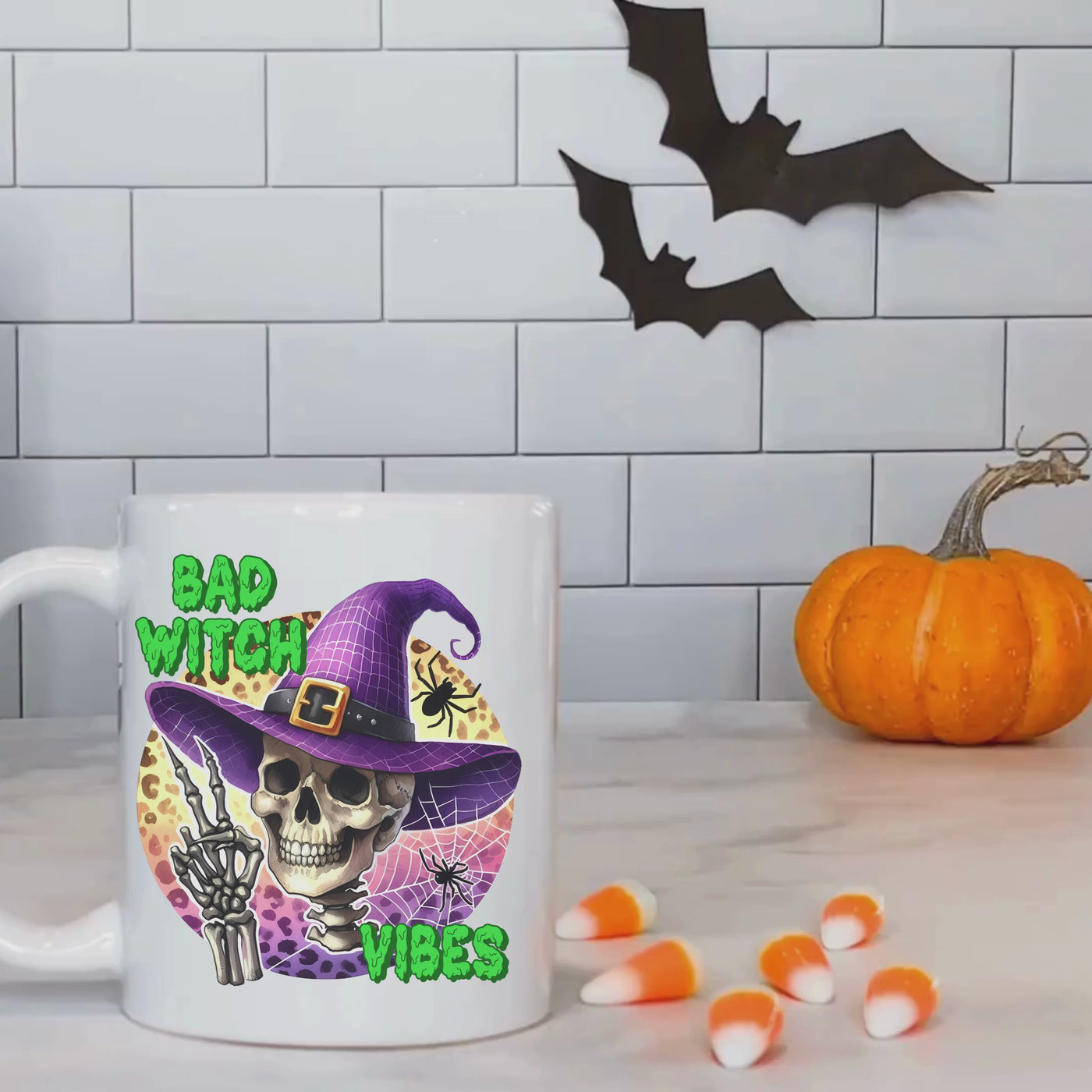 Spook-tastic Halloween Ceramic Mug Bad Witch Vibes for a Wicked Sip