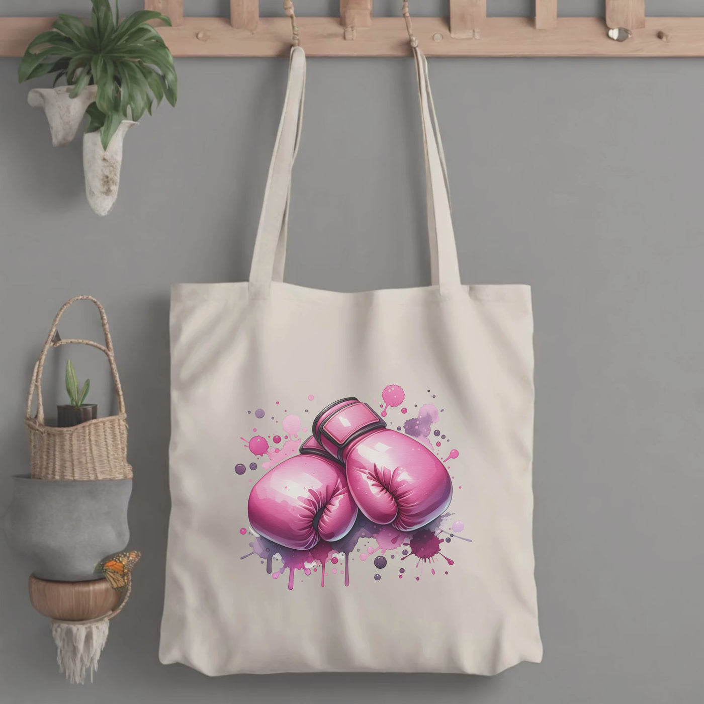 Breast Cancer Awareness Cotton Canvas Tote Bag - Durable Eco-Friendly Design