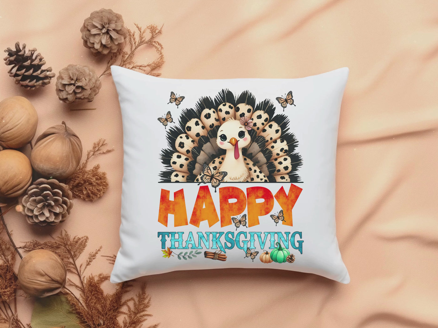 Happy Thanksgiving Throw Pillow - Festive Decor