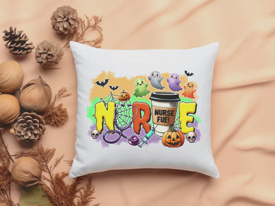 Fun and Spooky Nurse Halloween Pillow - Home Decor for Medical Professionals