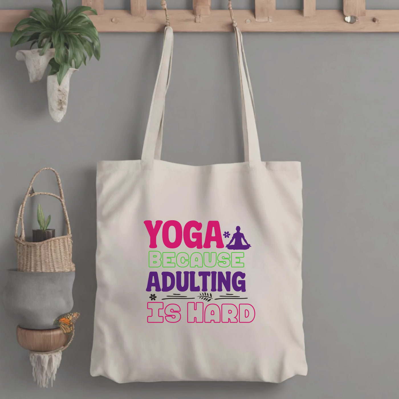 Custom Adulting Tote Bag for Mindful Yoga - Balance Harmony and Tranquility