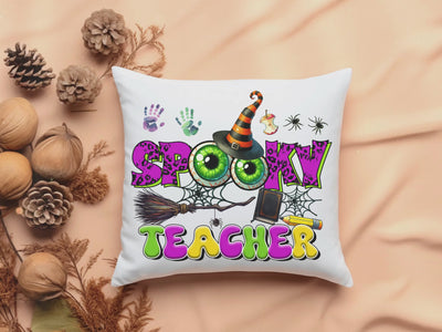 Spooky Teacher Halloween Pillow Fun  Frightful Square Cushion for Classroom Dcor