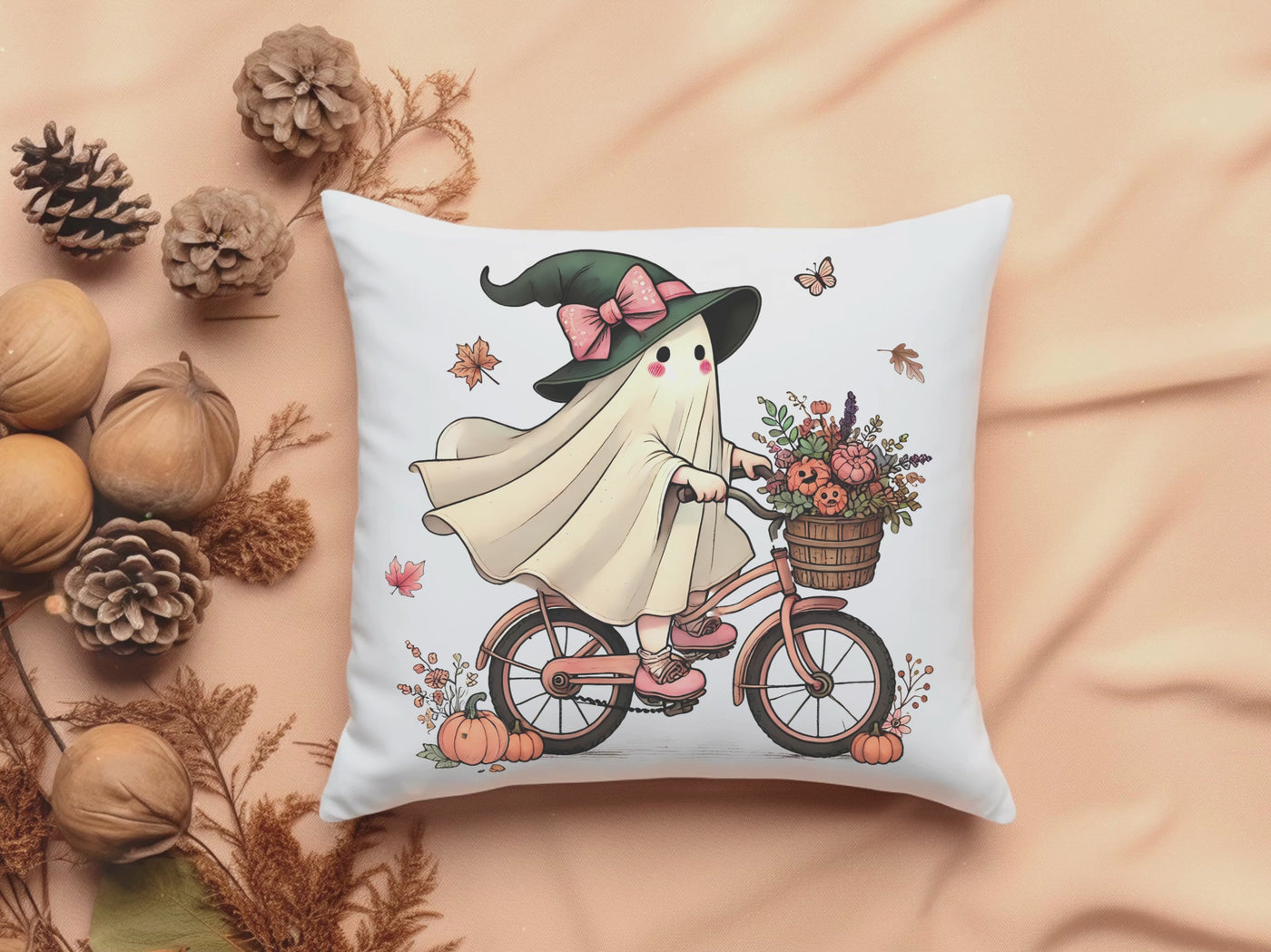 Spooky Ghost Riding Halloween Pillow - Perfect Home Decor for the Season