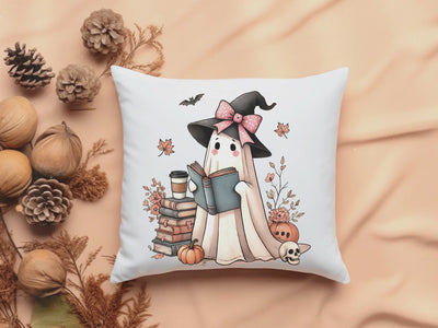 Spooky Ghost Reading Book Halloween Pillow for a Touch of Spookiness in Your Home