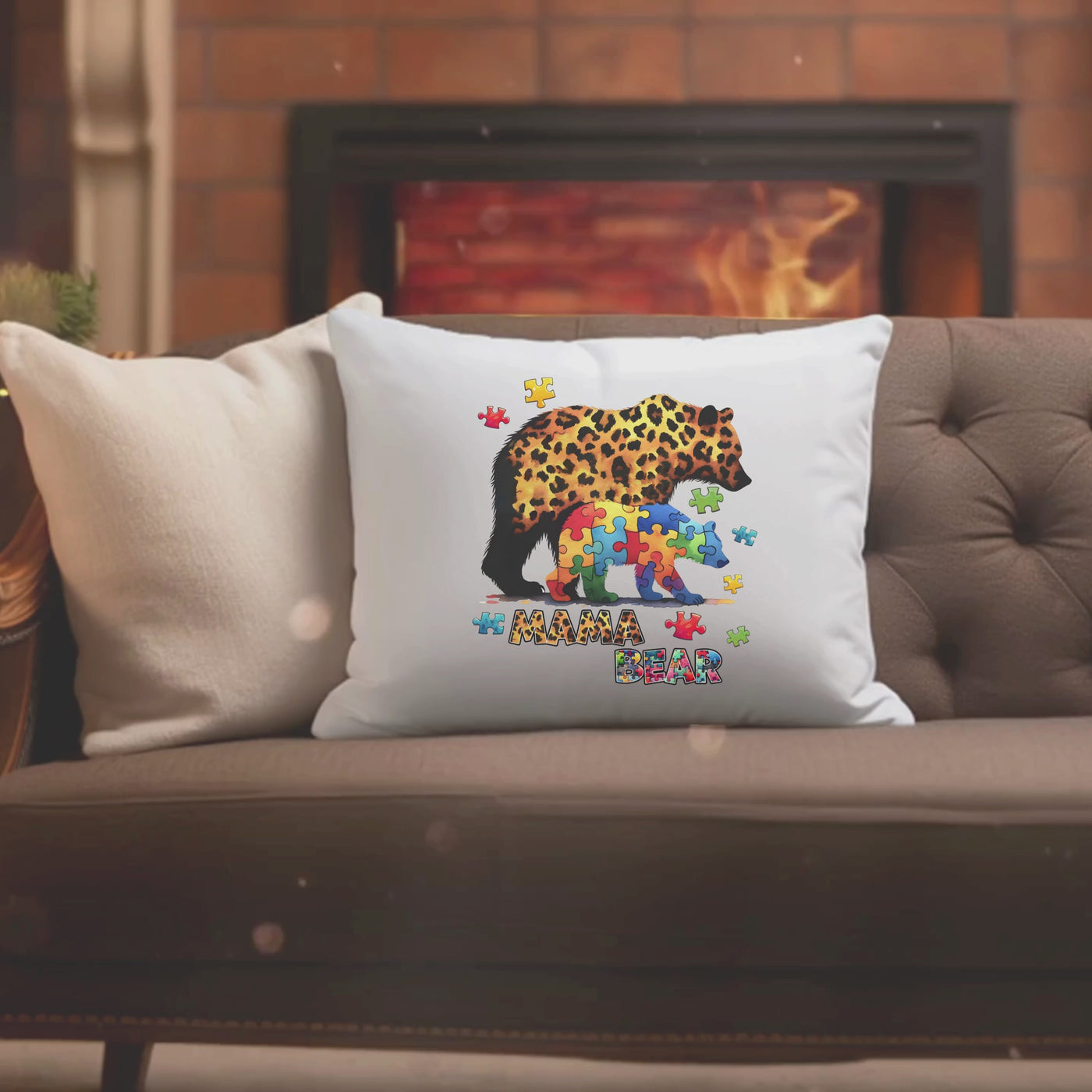 Mama Bear Autism Awareness Pillow Support and Raise Awareness for Autism